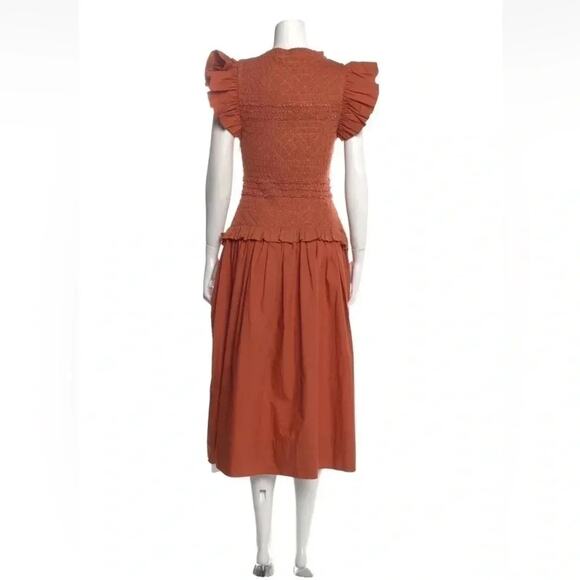 ULLA JOHNSON Madeline Smocked Midi Dress Size 6 NWT - Picture 6 of 8